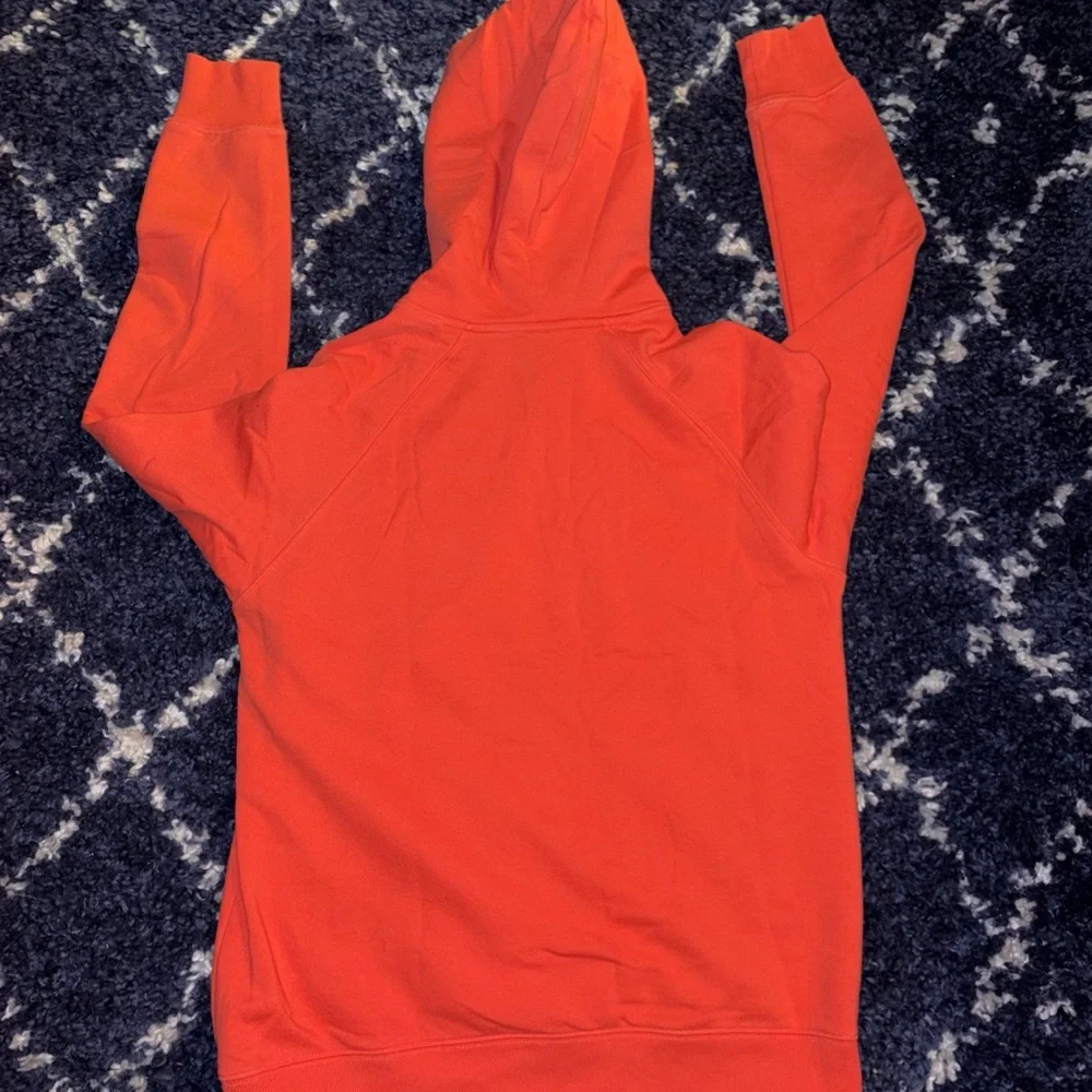 North Face Hoodie Pullover Big Logo Pouch Pocket Cotton unisex  Med Orange - Picture 3 of 7